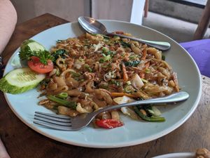 Flat fried noodles at Waroeng Bagoes in Ubud