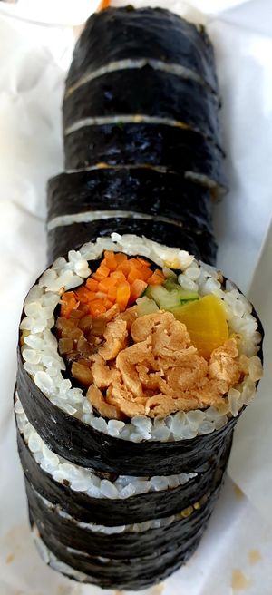 soya sauce tofu at Dajeonghan Maeum Gimpab in Seoul