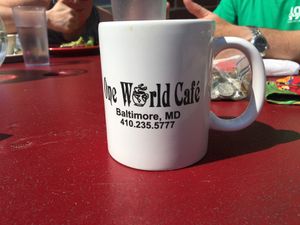Big cup of espresso  at One World Cafe in Baltimore