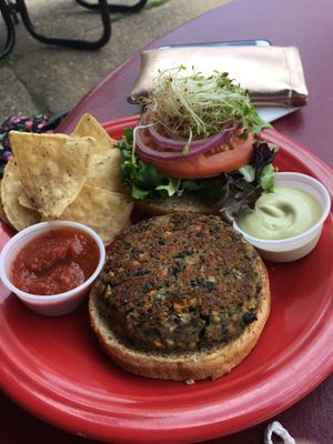 Black bean burger  at One World Cafe in Baltimore