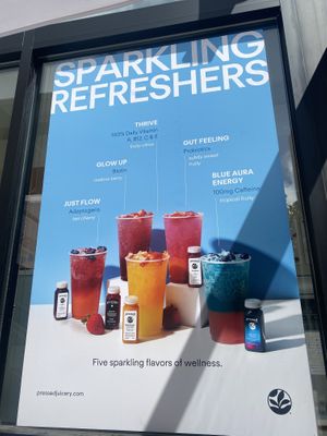 Exterior Signage for Sparkling Refreshers  at Pressed Juicery in San Mateo