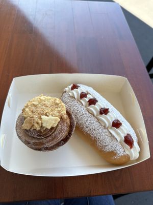Apple and custard cruffin and cream jam bun  at Made with Love Bakery in Southport