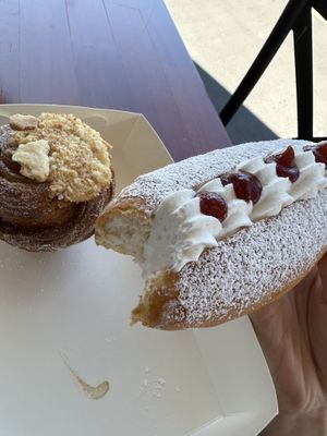 How thick the cream filling goes 🤤  at Made with Love Bakery in Southport