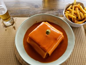 Vegan Francesinha. at Rïa Lounge Bar in Ovar