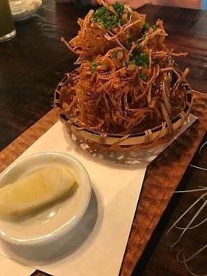 Enoki chips. at Mensho in Oakland