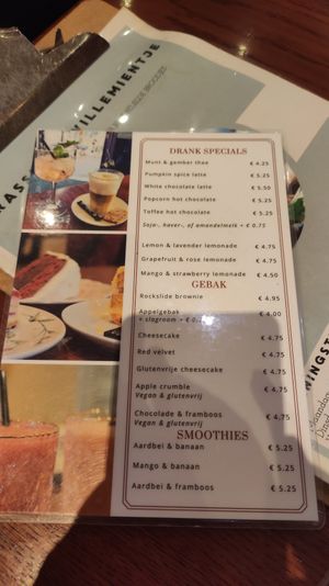 Specials kaart at Brasserie Willemientje in Enschede