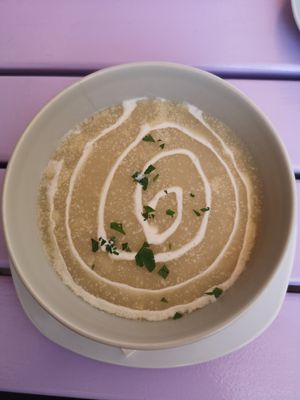 Creamy cauliflower soup at Artha in Porec