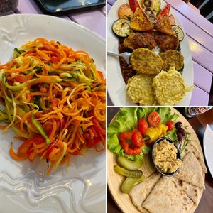 Platte für 2, Wok Gemüse und Naan mit Hummus at Artha in Porec