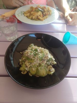 Weißes Risotto und Pasta Mediterrana at Artha in Porec