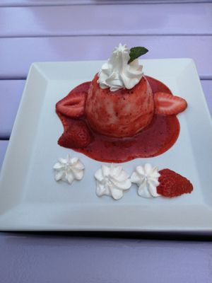Panna cotta with strawberries  at Artha in Porec