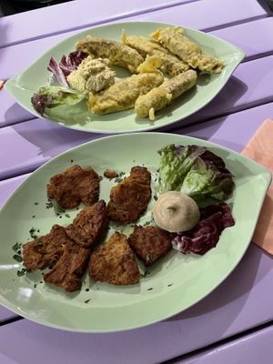 Tempeh tempura fried and soy medaillons at Artha in Porec