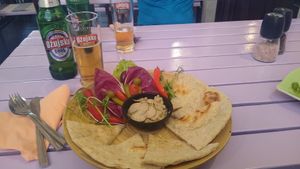 Nann with truffle hummus at Artha in Porec