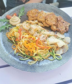 Soja Medaillons mit Bratkartoffeln at Artha in Porec