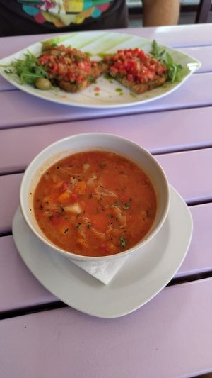 Soup and bruschetta at Artha in Porec