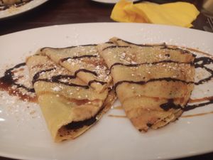 Vegan chocolate hazelnut crêpes at Artha in Porec