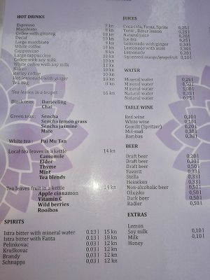 Menu (1) at Artha in Porec