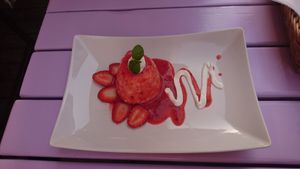 Strawberry dessert at Artha in Porec