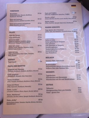 German food Menu at Artha in Porec