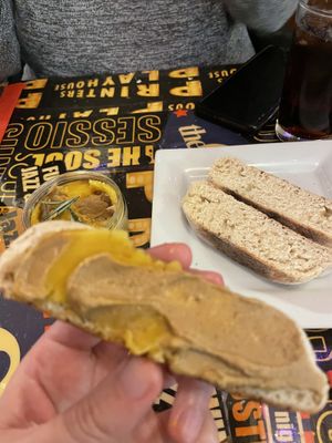 Mushroom pate with Portuguese bread   at Plantuguese in Bristol
