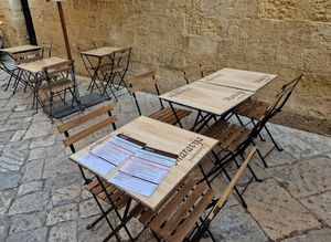 Outdoor seating at Maravija Paninotteria in Gallipoli