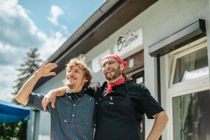 the heads of the restaurant at Bollenpiepe Restaurant in Berlin