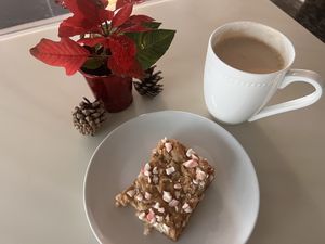 Peppermint white chocolate blondie with a peppermint mocha   at Elevate Medicine Collective in Jacksonville