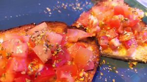 Bruschetta at Ca La Mora Italian Restaurant in Barao De Sao Joao