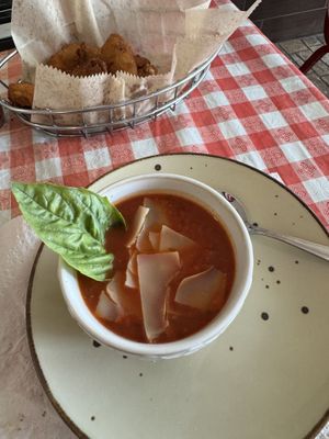 Tomato basil soup  at Santina New York Pizzeria in Las Vegas