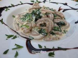 V2: Ceppe ai Spinaci (short saragolla pasta with spinach and soya cream and a hint of nutmeg)  at Cafeteria-Trattoria Am Rathaus in Osnabruck