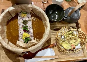 Vegan curry with tempura set (vegetarian)   at Curry & Tempura Koisus in Kyoto