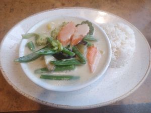 Green curry at Bonne Nuit Beach Cafe in Jersey