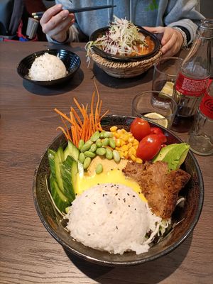 Vegan burrito bowl and peanut cream at Vegansia in Berlin