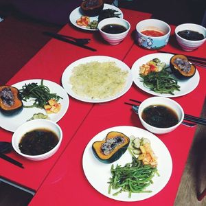 vegan dinner at Sleeping Strawberry Guesthouse in Seoul