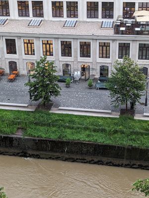 View from across the river at Grashka Deli in Ljubljana