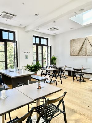 Upstairs seatingg  at Grashka Deli in Ljubljana