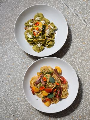 freshly made tortellin at Grashka Deli in Ljubljana