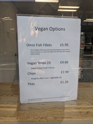 Vegan options menu at The Lakes  in Keswick
