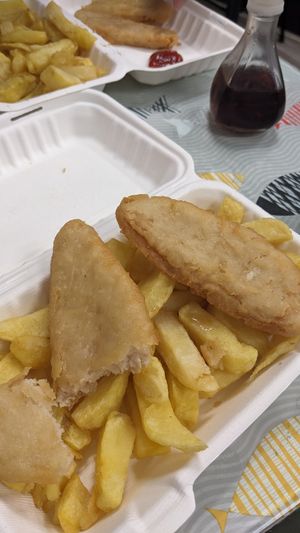 Vegan fish and chips with mushy peas at The Lakes  in Keswick