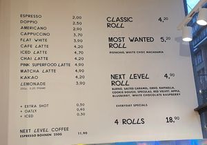 Price list at Cinnamood - Mönckebergstraße in Hamburg