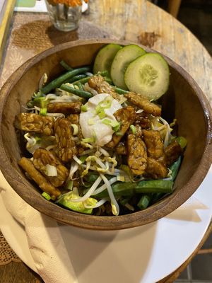 Protein rice bowl (tempeh, cashew cheese, vegetables and red rice)   at Monkey Bar   in Ubud