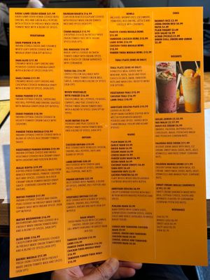 Menu at Naan Point in San Bruno