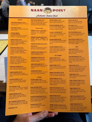 Menu at Naan Point in San Bruno