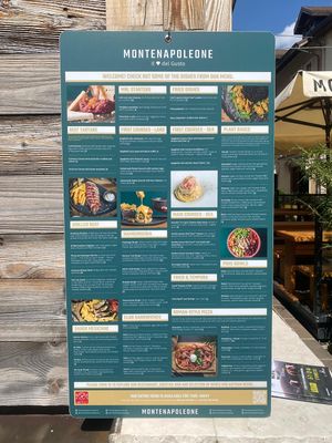 Menu at Montenapoleone Asiago in Asiago