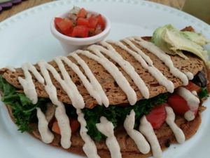 savory pancake at La Senda Restaurante in Playa Del Carmen
