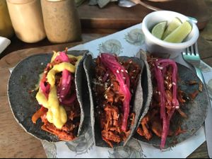 jackfruit tacos  at La Senda Restaurante in Playa Del Carmen