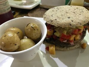 Portobello Burger at La Senda Restaurante in Playa Del Carmen