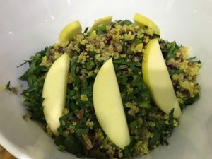 Quinoa/Kale Salad with Apples and Cranberries at La Senda Restaurante in Playa Del Carmen