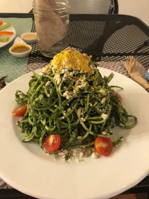 Raw pesto zucchini  at La Senda Restaurante in Playa Del Carmen