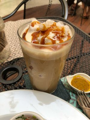 Iced coffee at La Senda Restaurante in Playa Del Carmen