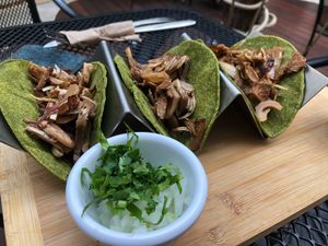 Tacos de carnitas  at La Senda Restaurante in Playa Del Carmen